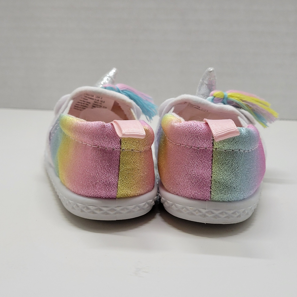 Cat & Jack Unicorn Slip-On Sneakers Toddler Size 3 Rainbow Glitter Unicorn Shoes - Picture 5 of 7